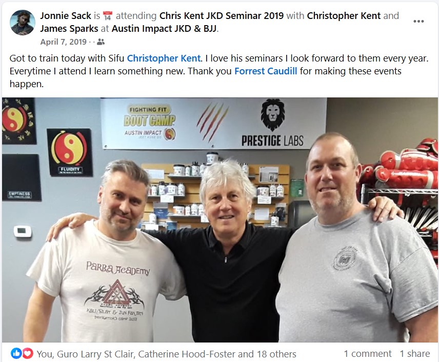 Original attendee post about training with Chris Kent