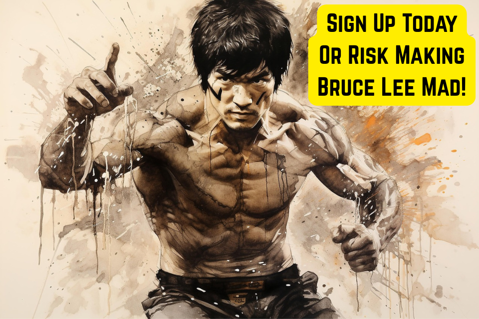 Original seminar promotional artwork featuring Bruce Lee